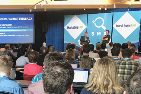 Photograph of the speaker stage at SMX Advanced