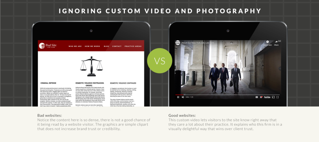 Comparison of a site with custom photography vs. one that has none