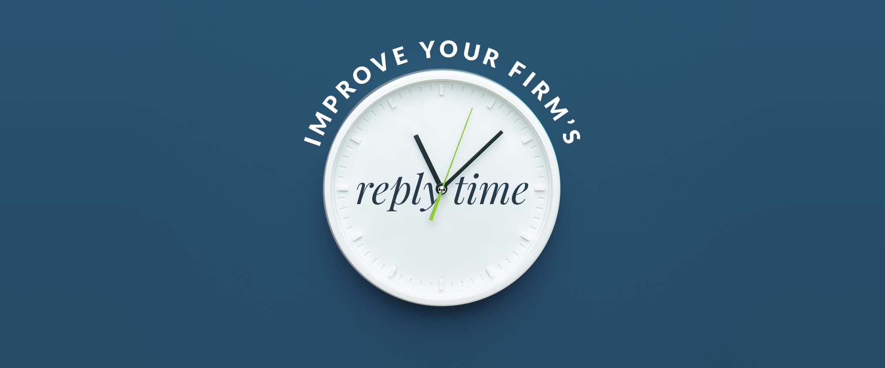 Graphic image of clock displaying 'reply time'