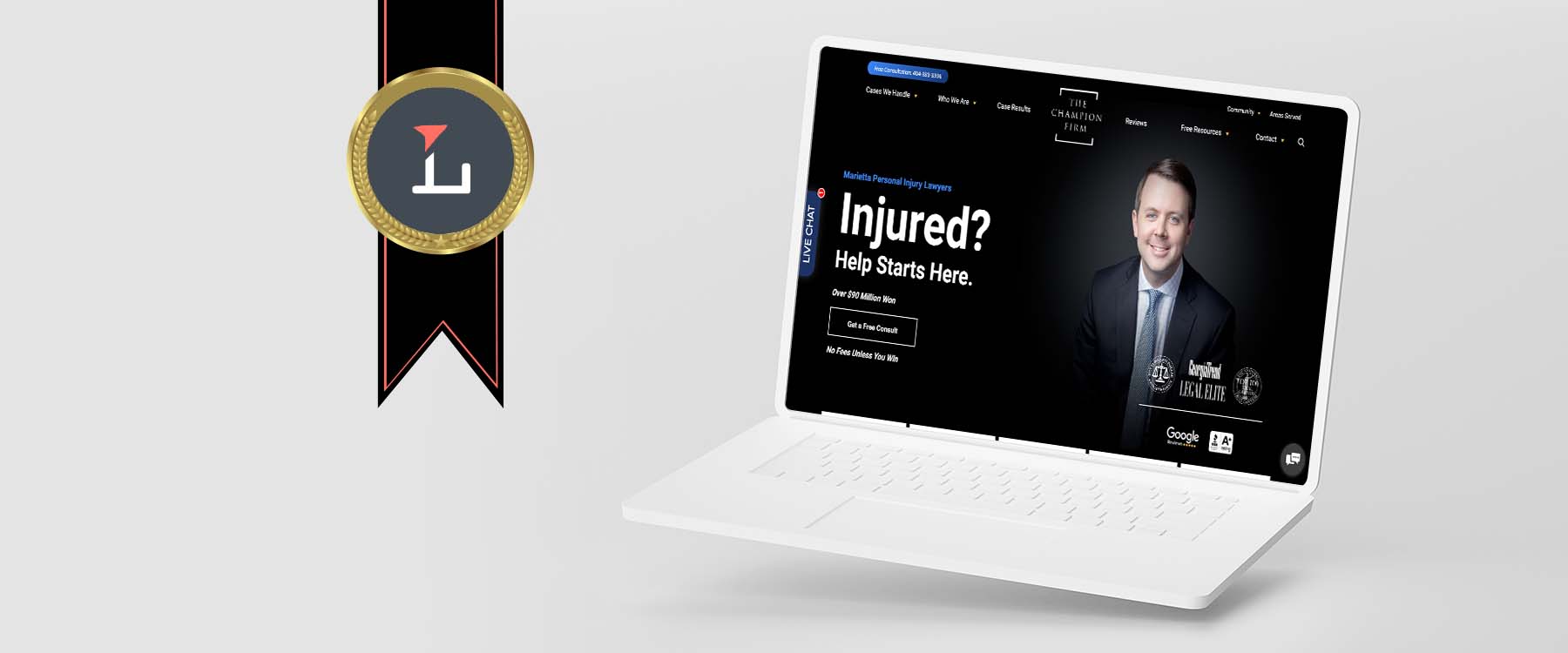 Laptop showing Champion website design
