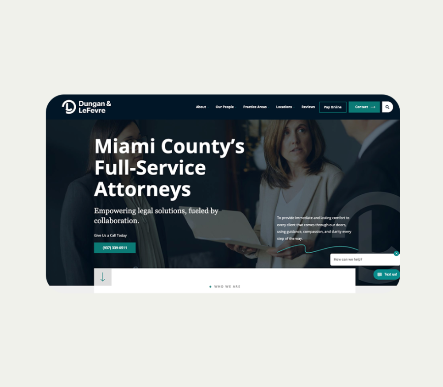 Website design mockup for a desktop device